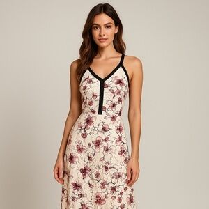 Chelsea 28 Long Floral Maxi Dress with Black Trim